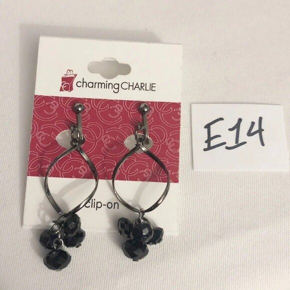 Charming Charlie Gunmetal Beaded Clip On Earrings - Picture 4 of 5